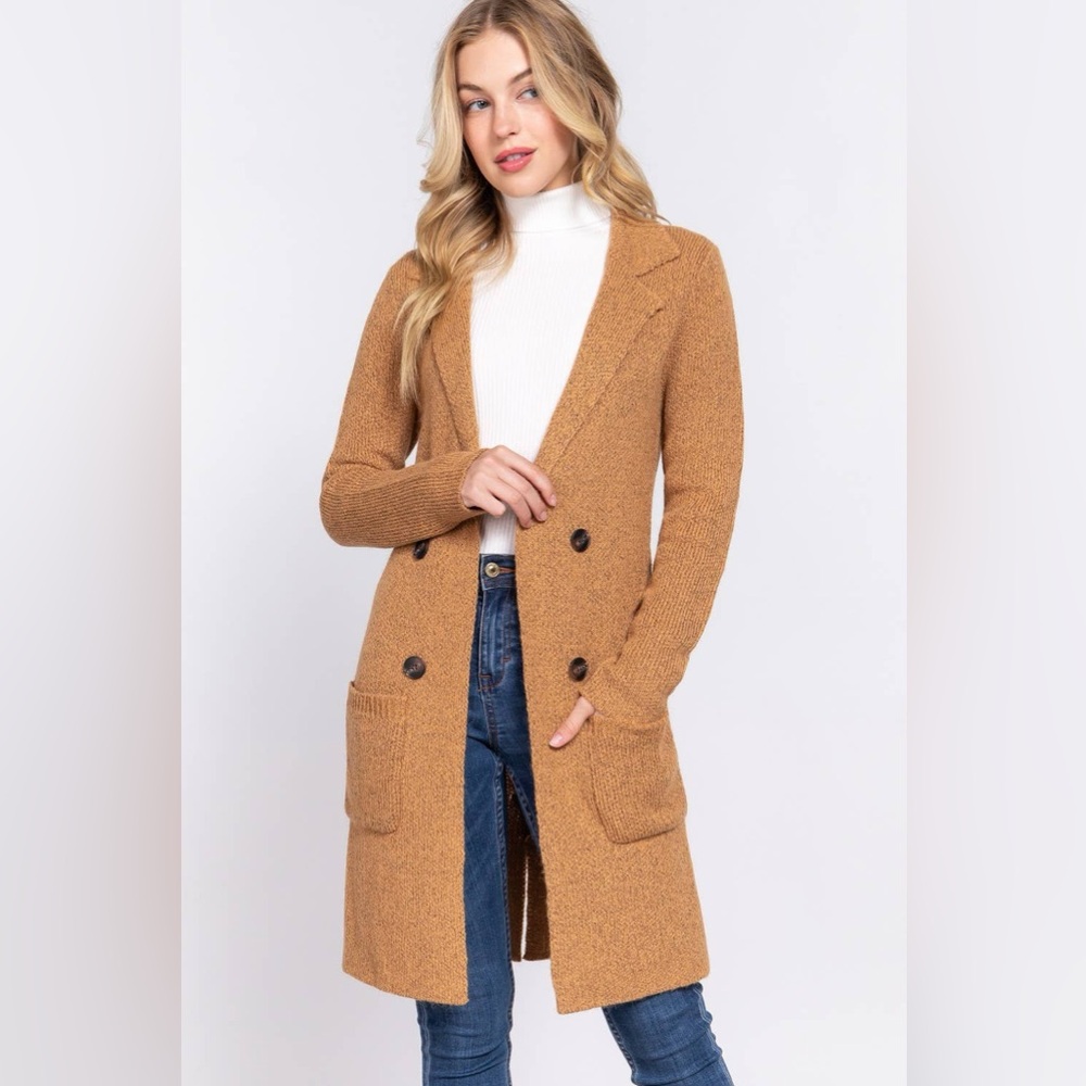Stylish Tan Women's Longline Blazer